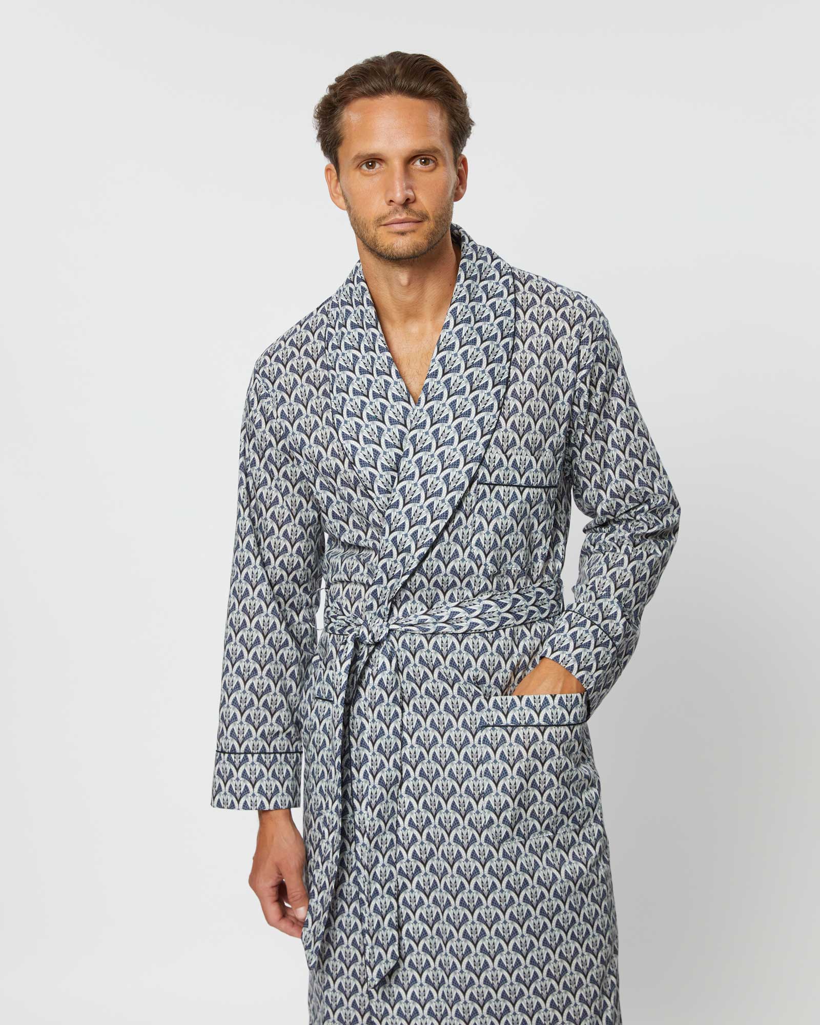 BOSS Mens Kimono BM Cotton-jersey dressing gown with piping and logo, Grey,  M : Amazon.com.au: Clothing, Shoes & Accessories